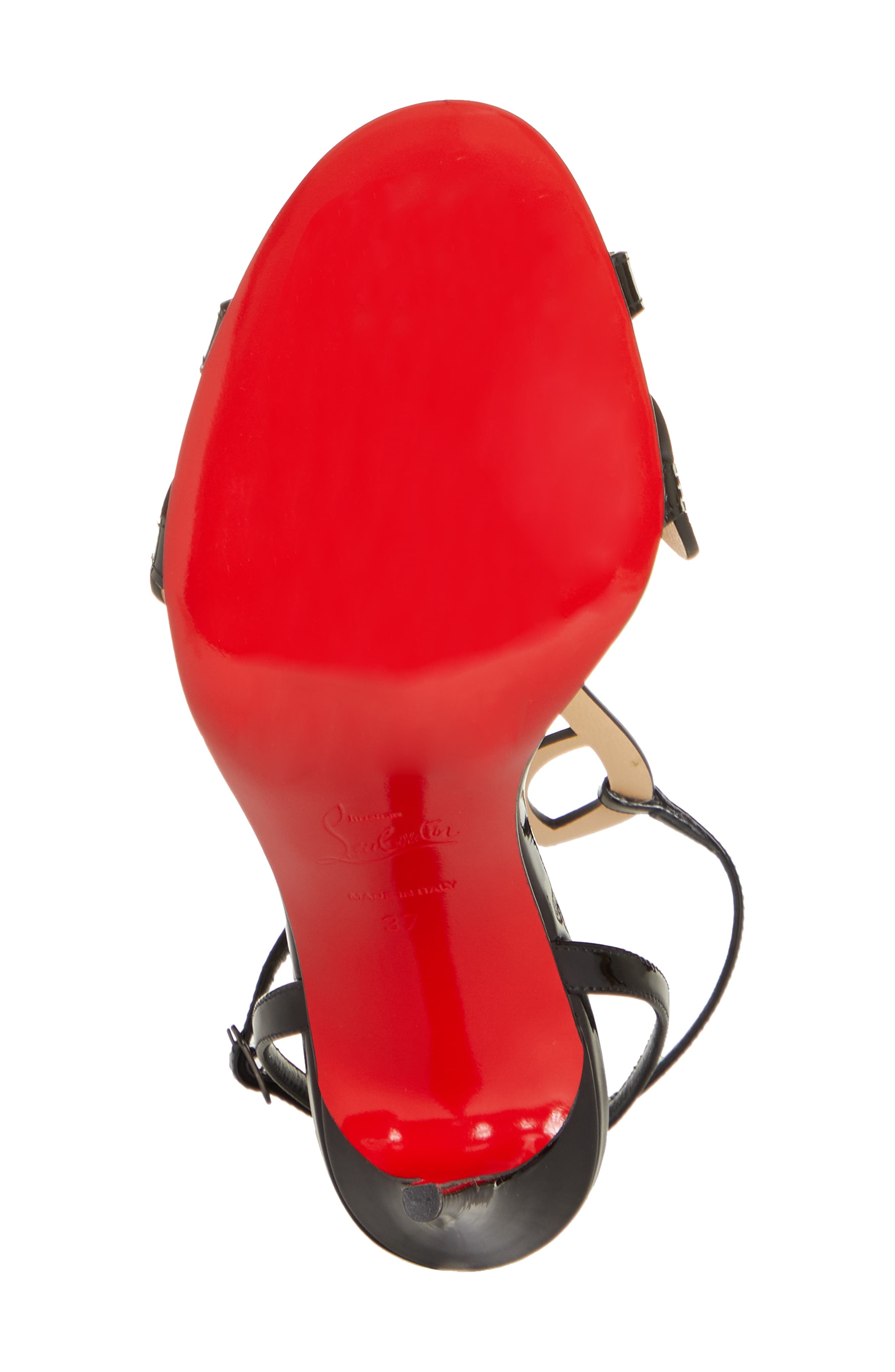 Christian Louboutin Double L Patent Leather Sandal, Alternate, color, 
