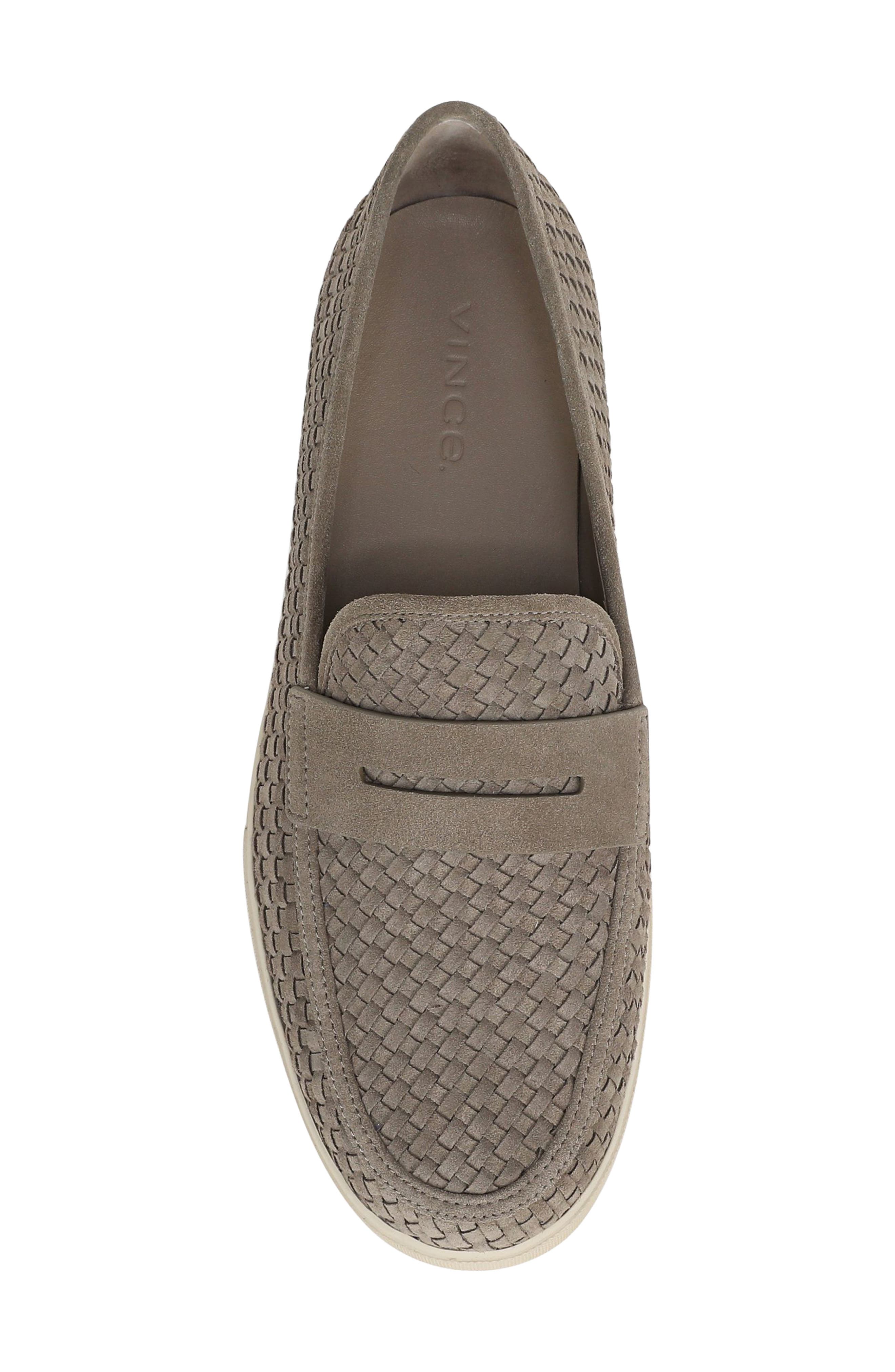 Vince Santino Woven Suede Penny Loafer, Alternate, color, Flint