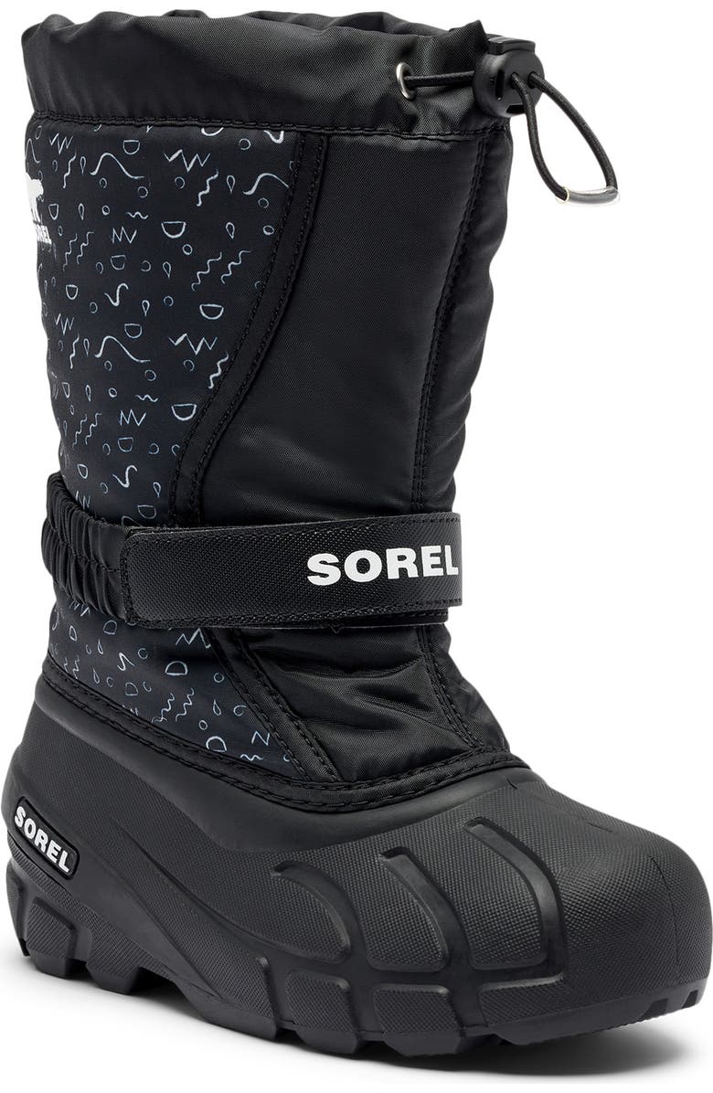 SOREL Kids' Flurry Water Resistant Snow Boot, Main, color, Black/ Sea Salt
