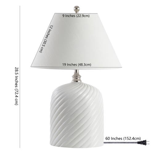 Jonathan Y Serge Swirl 28.5 Ceramic Bohemian Glam Led Table Lamp In White