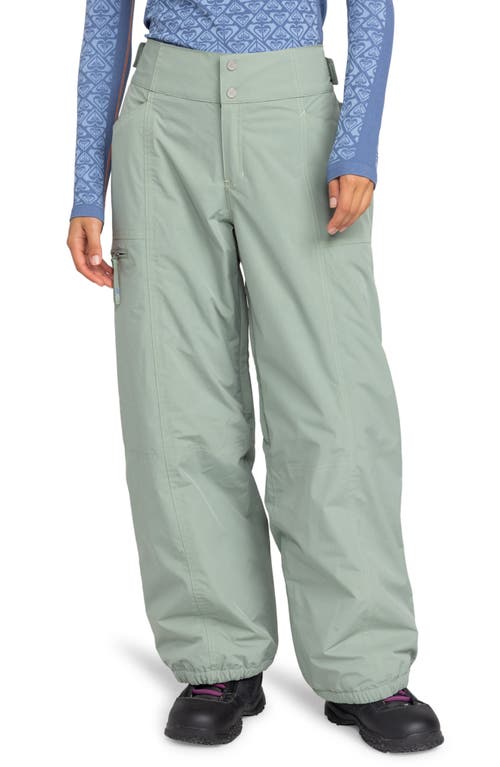 Roxy Chloe Kim Waterproof Shell Snow Pants In Lily Pad Green