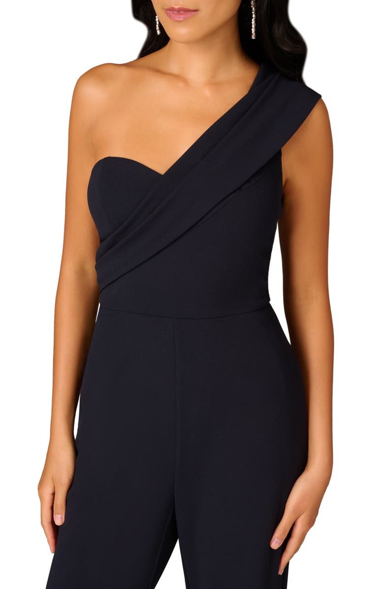 Aidan Mattox by Adrianna Papell One-Shoulder Crepe Jumpsuit, Alternate, color, 