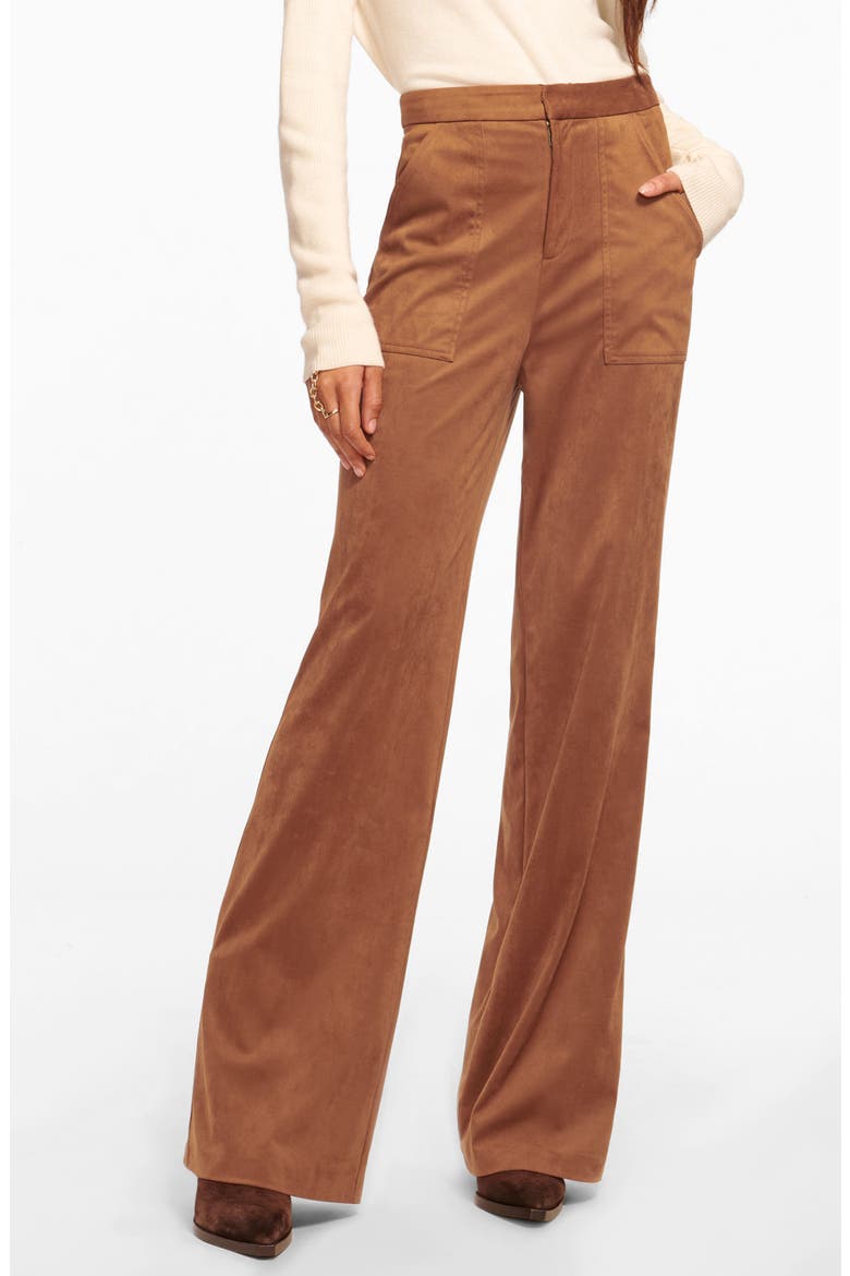 Edwina Faux Suede Pants, Main, color, SADDLE