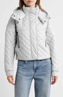 BCBGMAXAZRIA Quilted Hooded Crop Jacket