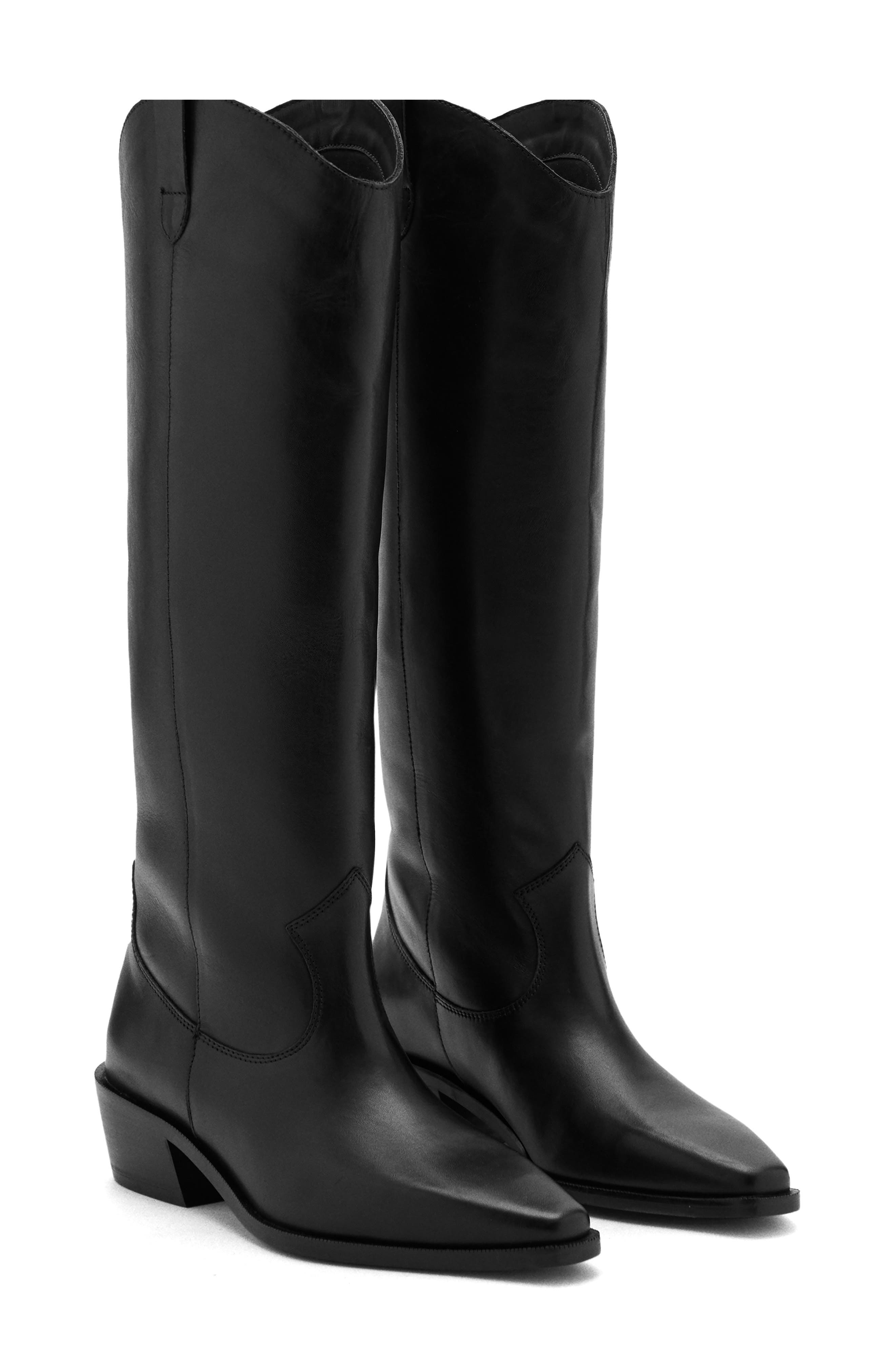 MANGO TEEN Tall Leather Boot, Alternate, color, Black