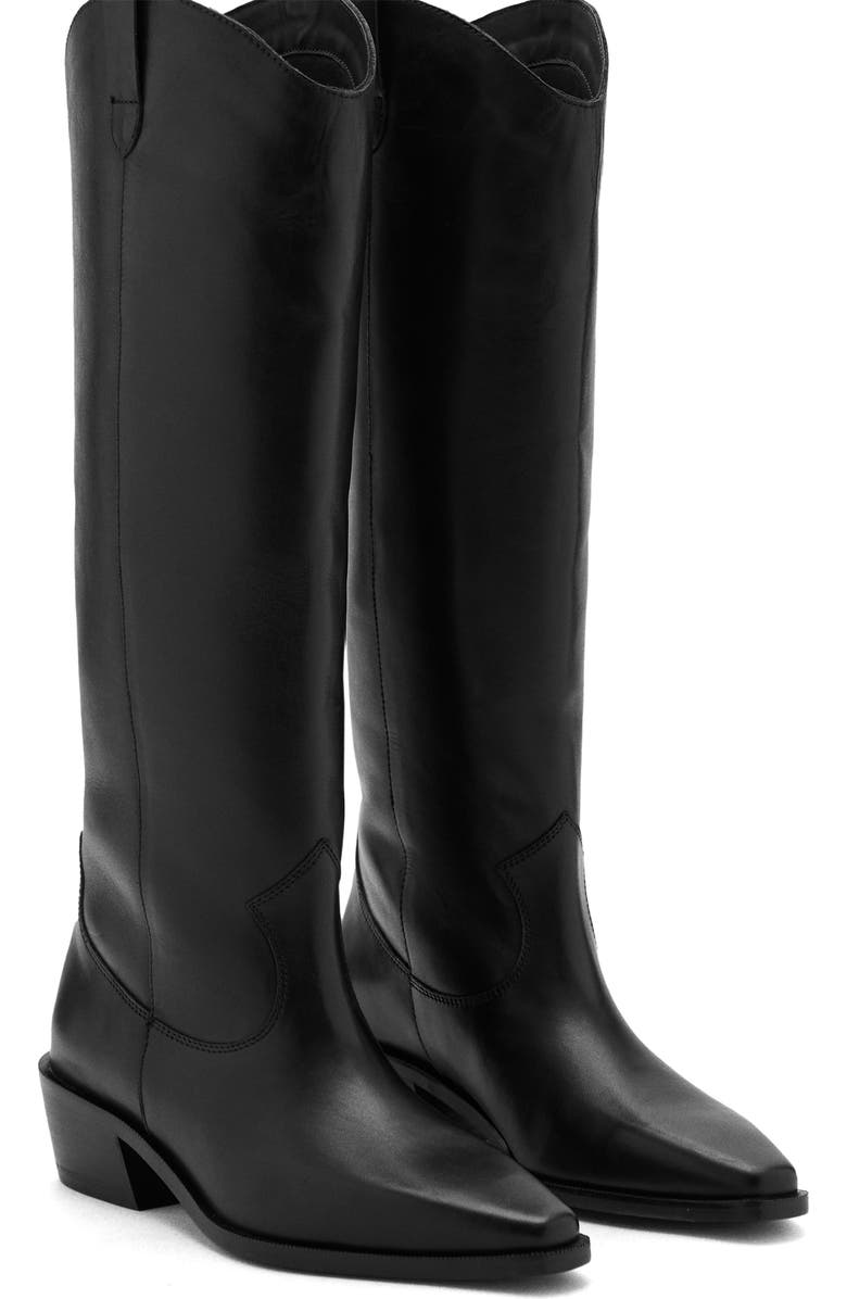 MANGO TEEN Tall Leather Boot, Alternate, color, Black