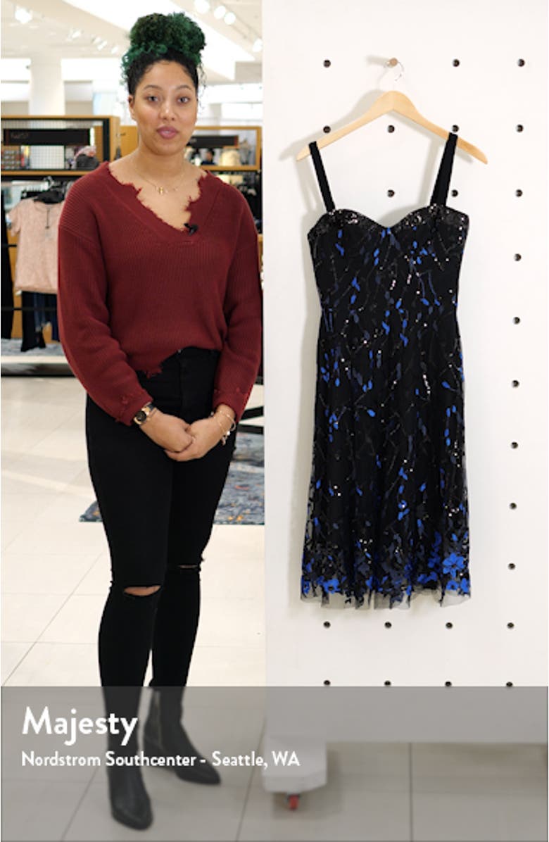 Corina Floral Embellished Fit & Flare Cocktail Dress, sales video thumbnail