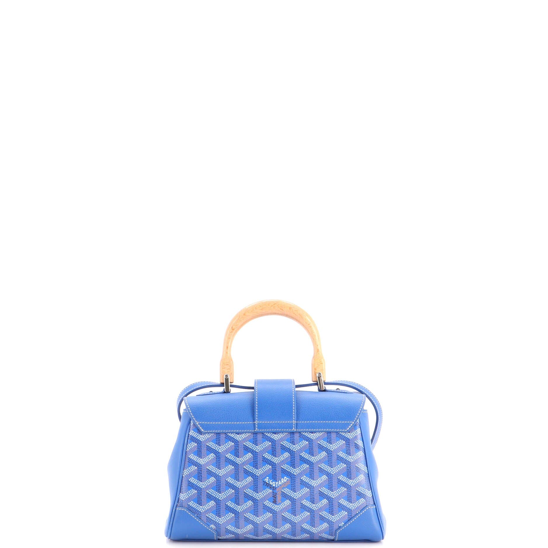 Saigon Top Handle Bag Coated Canvas with Leather Mini, Alternate, color, Blue