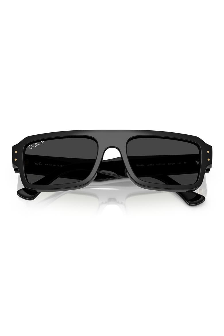 56mm Polarized Rectangular Sunglasses, Alternate, color, BLACK