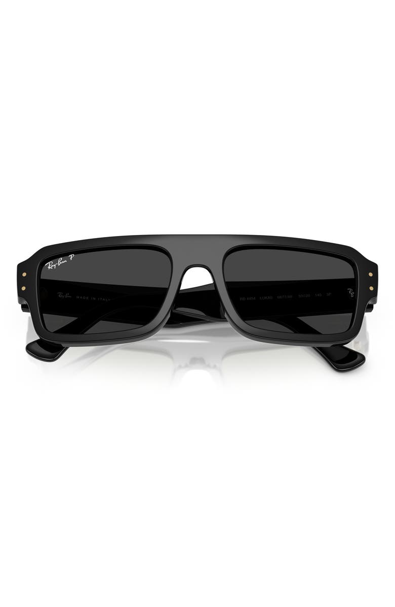Ray-Ban 56mm Polarized Rectangular Sunglasses, Alternate, color, Black