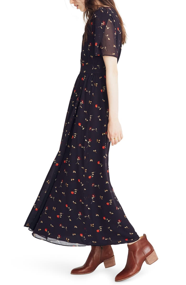 Madewell Tulip Sleeve Maxi Dress, Alternate, color, 