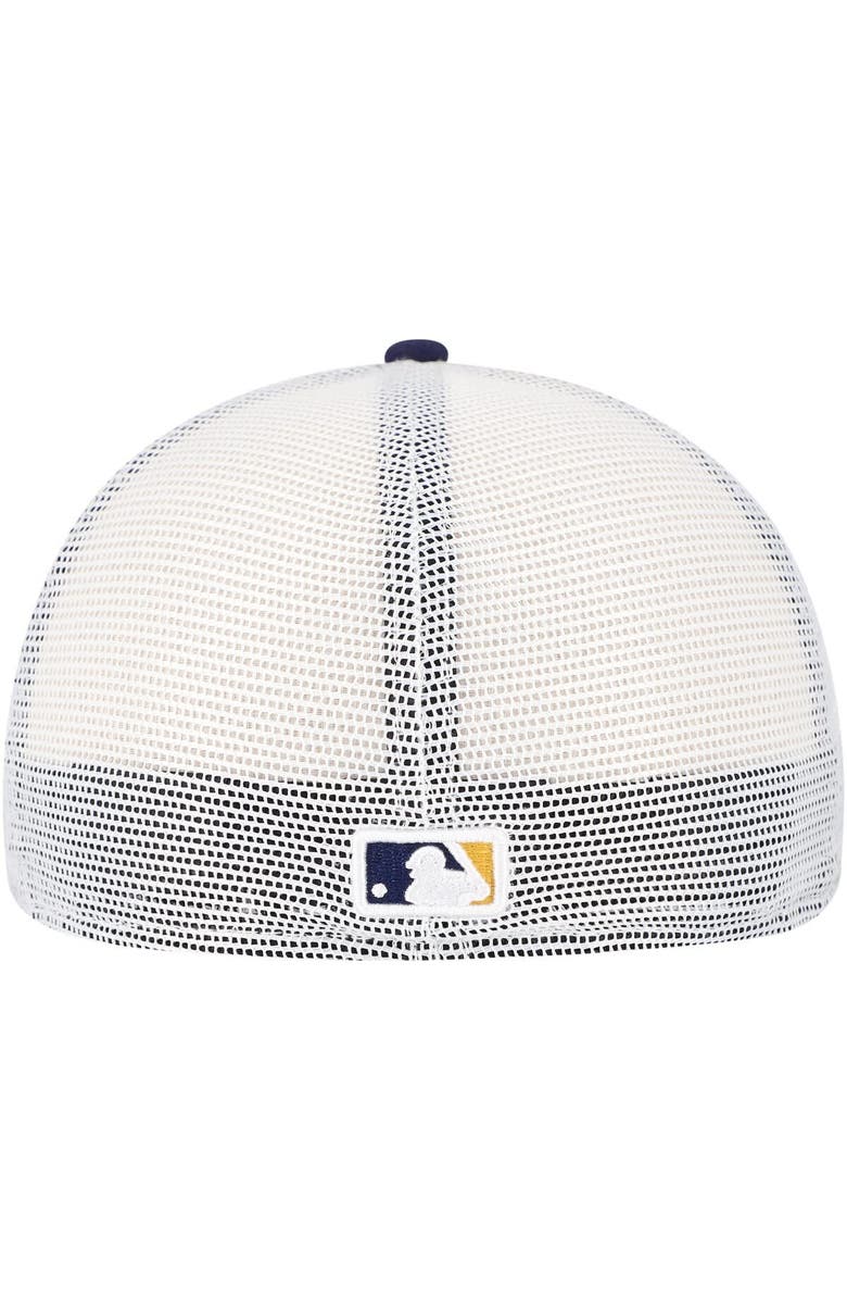 New Era Men's New Era Navy Milwaukee Brewers Team Color 59FIFTY Trucker Fitted Hat, Alternate, color,