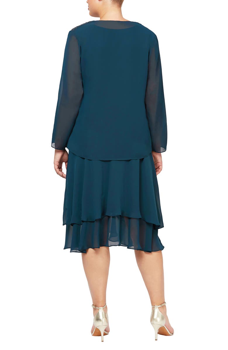 SLNY Sequin Beaded Jacket & Dress, Alternate, color, Mid Teal