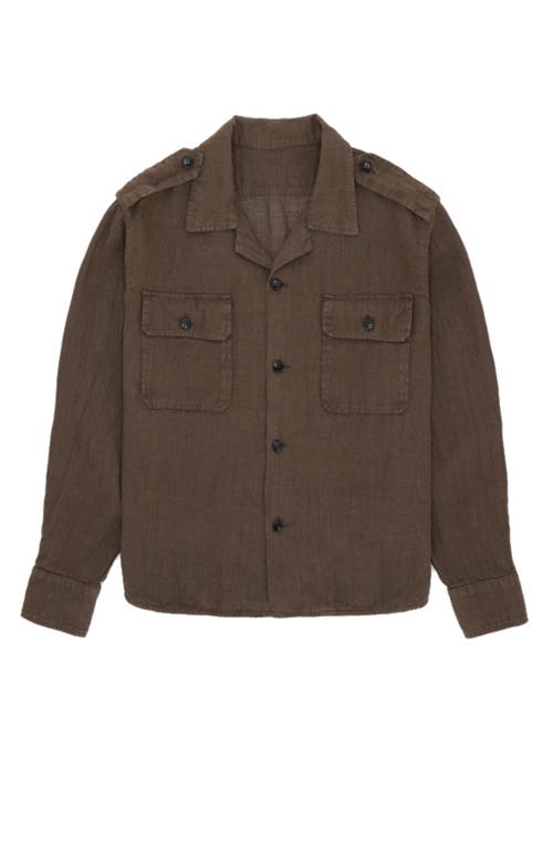 Fortela Bonnie Military Linen Shirt In Brown
