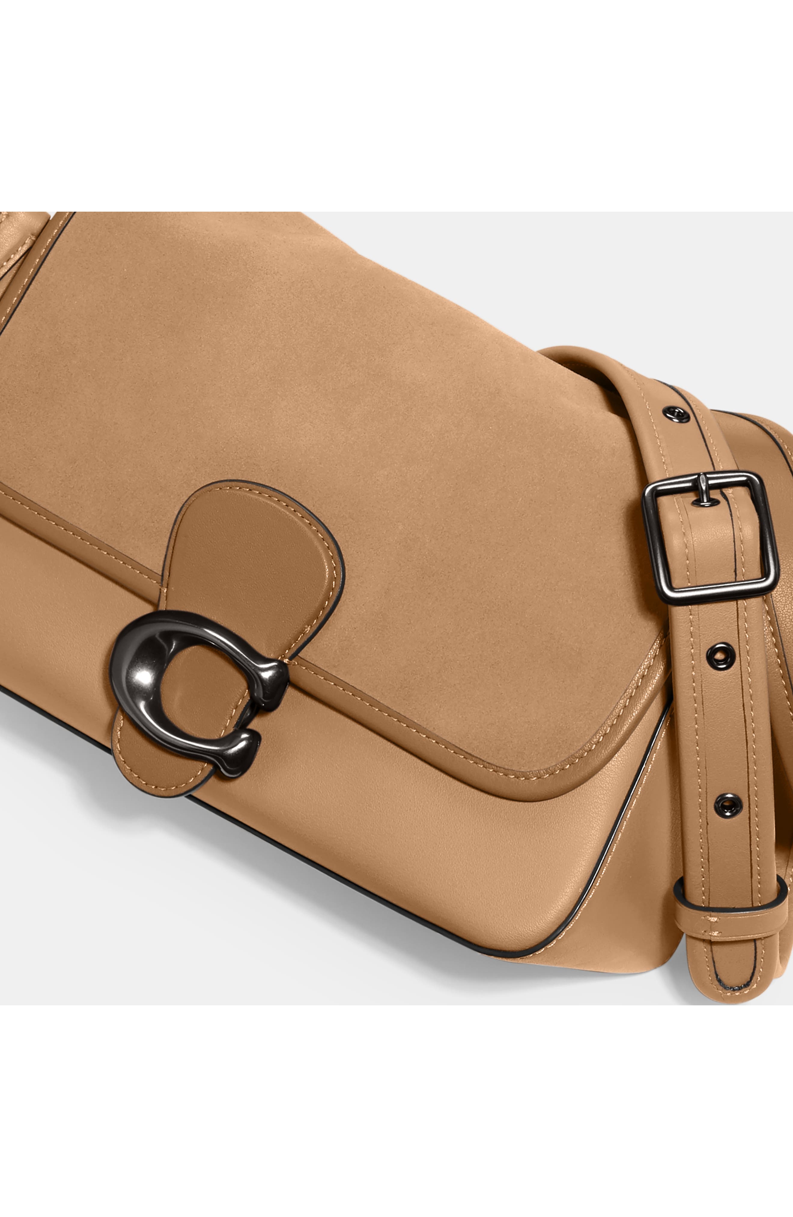 COACH Leather & Suede Shoulder Bag, Alternate, color, 
