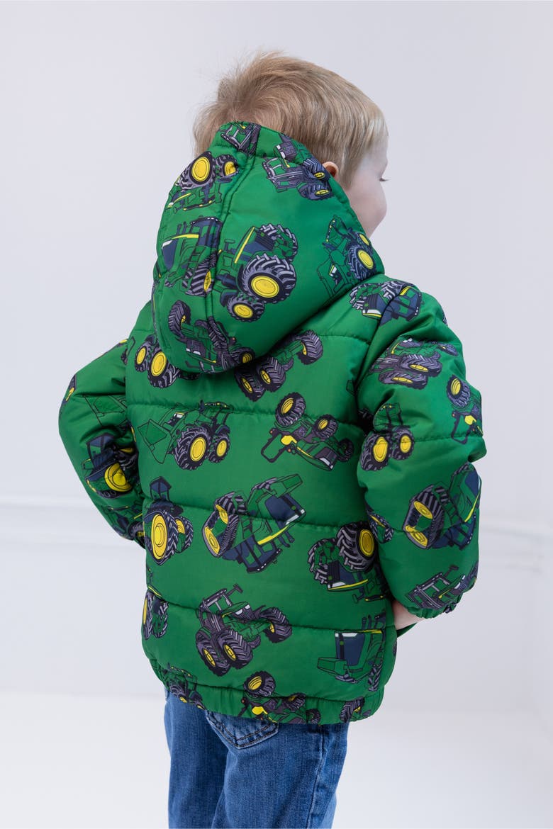 Quilted Hooded Puffer Jacket, Alternate, color, Tractor Green Print