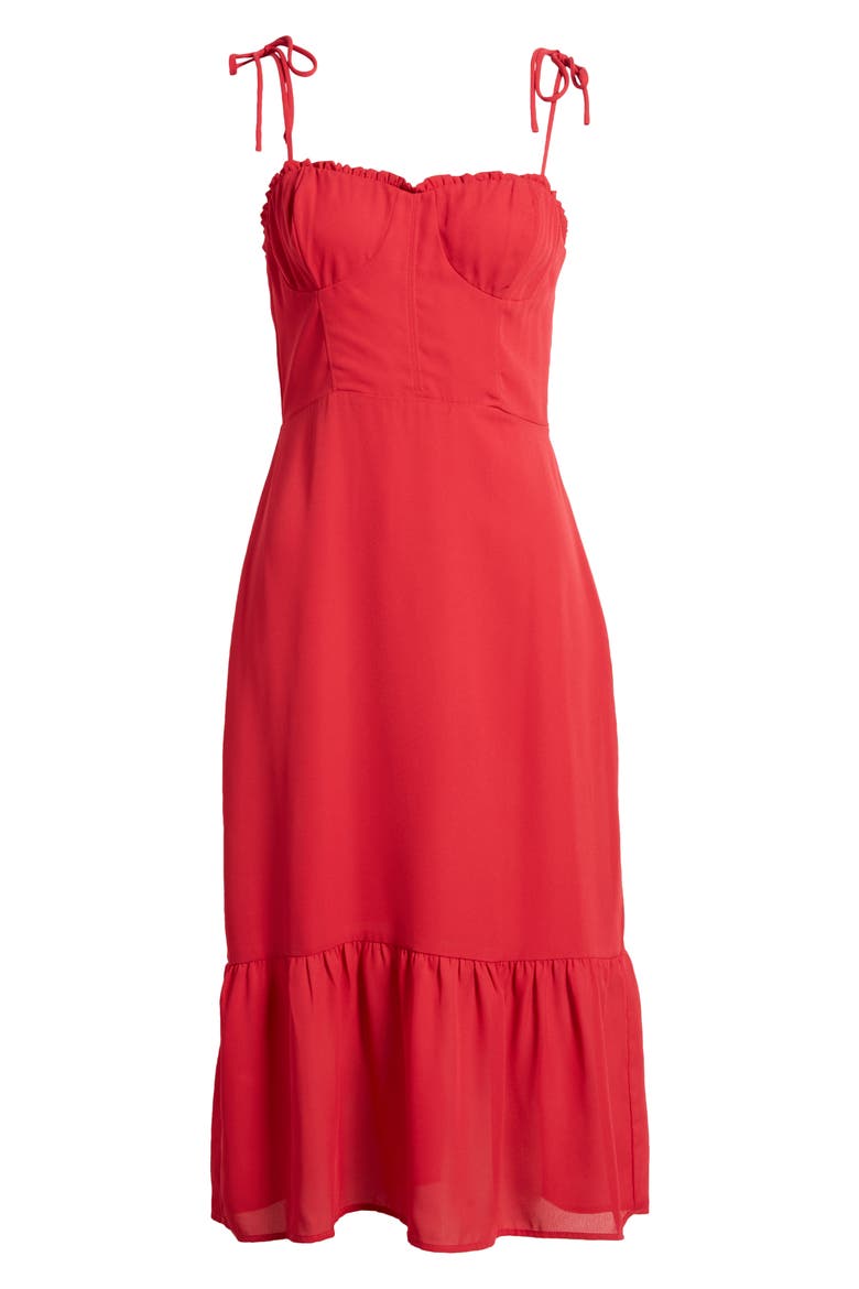 Corset Ruffle Dress, Alternate, color, RED