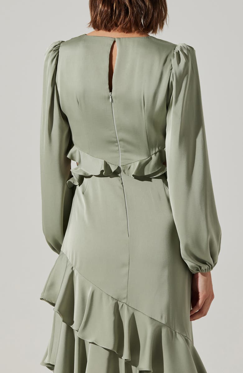 ASTR the Label Biella Long Sleeve Ruffle Maxi Dress, Alternate, color, Sage