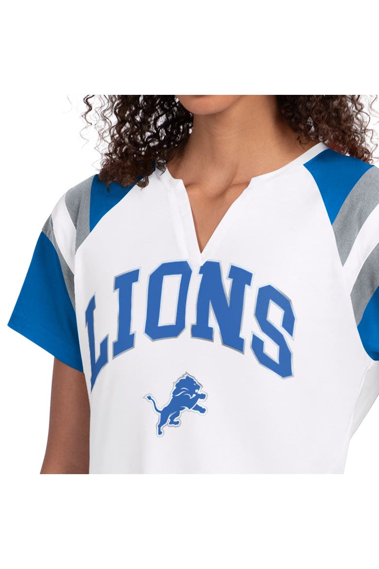Women's Starter  White Detroit Lions Game On Notch Neck T-Shirt, Alternate, color, White