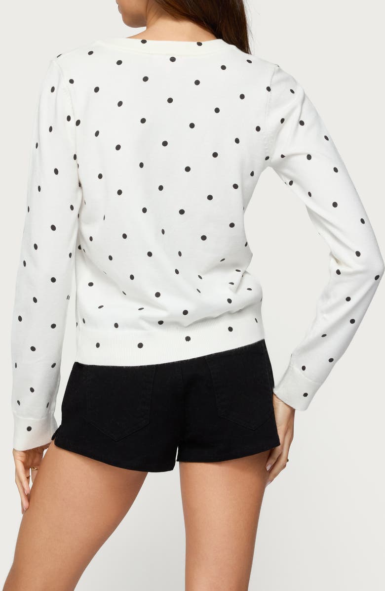 EDIKTED Shea Polka Dot Cardigan, Alternate, color, Black-And-White