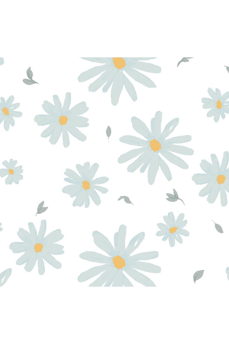 Sweet Daisy 100% Cotton Floral Baby Fitted Crib Sheet, Alternate, color, White/ Blue