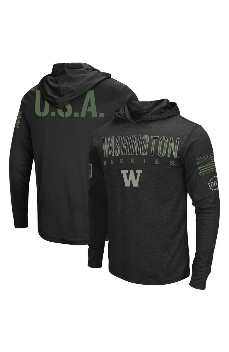 COLOSSEUM Men's Colosseum Black Washington Huskies OHT Military Appreciation Hoodie Long Sleeve T-Shirt, Main, color, Black