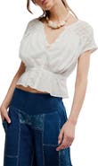 Free People Gemma Embroidered Button-Up Babydoll Top