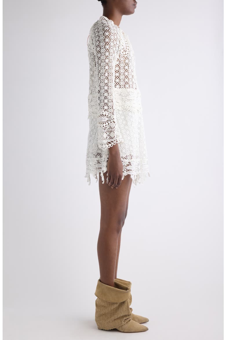 Hizene Long Sleeve Lace Minidress, Alternate, color, WHITE