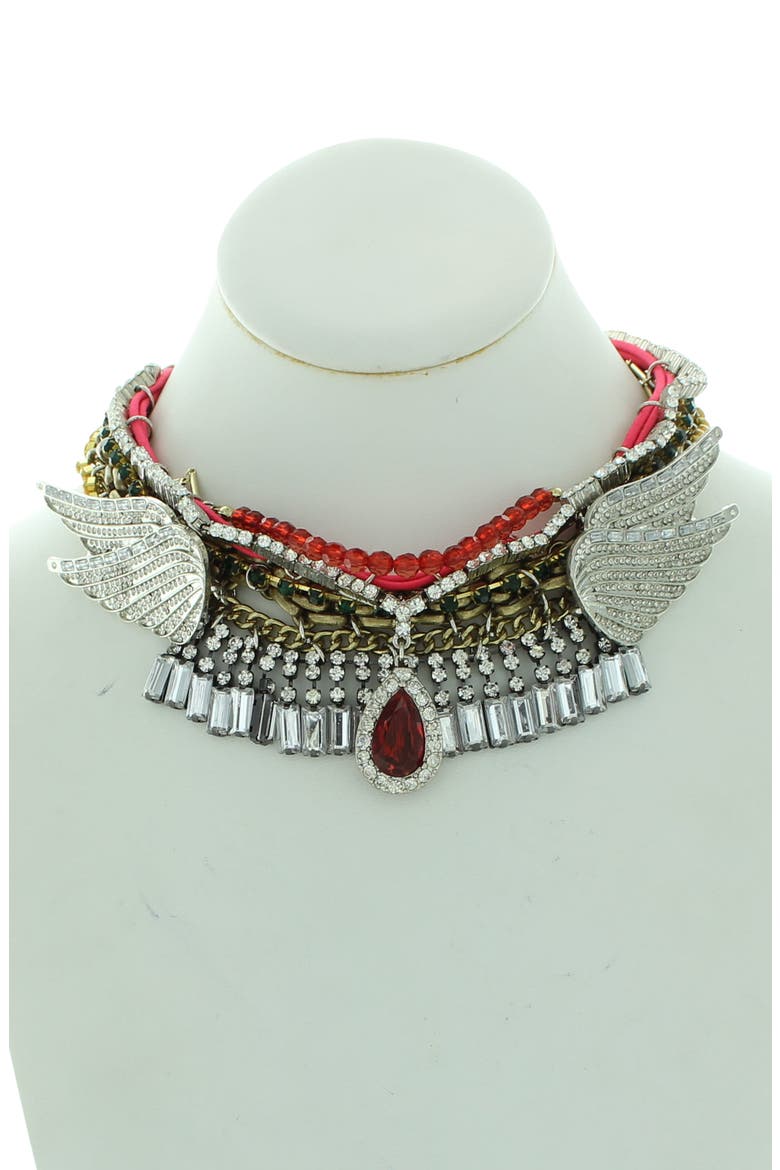 Posh Iced Collar Necklace, Alternate, color, SILVER / MULTI