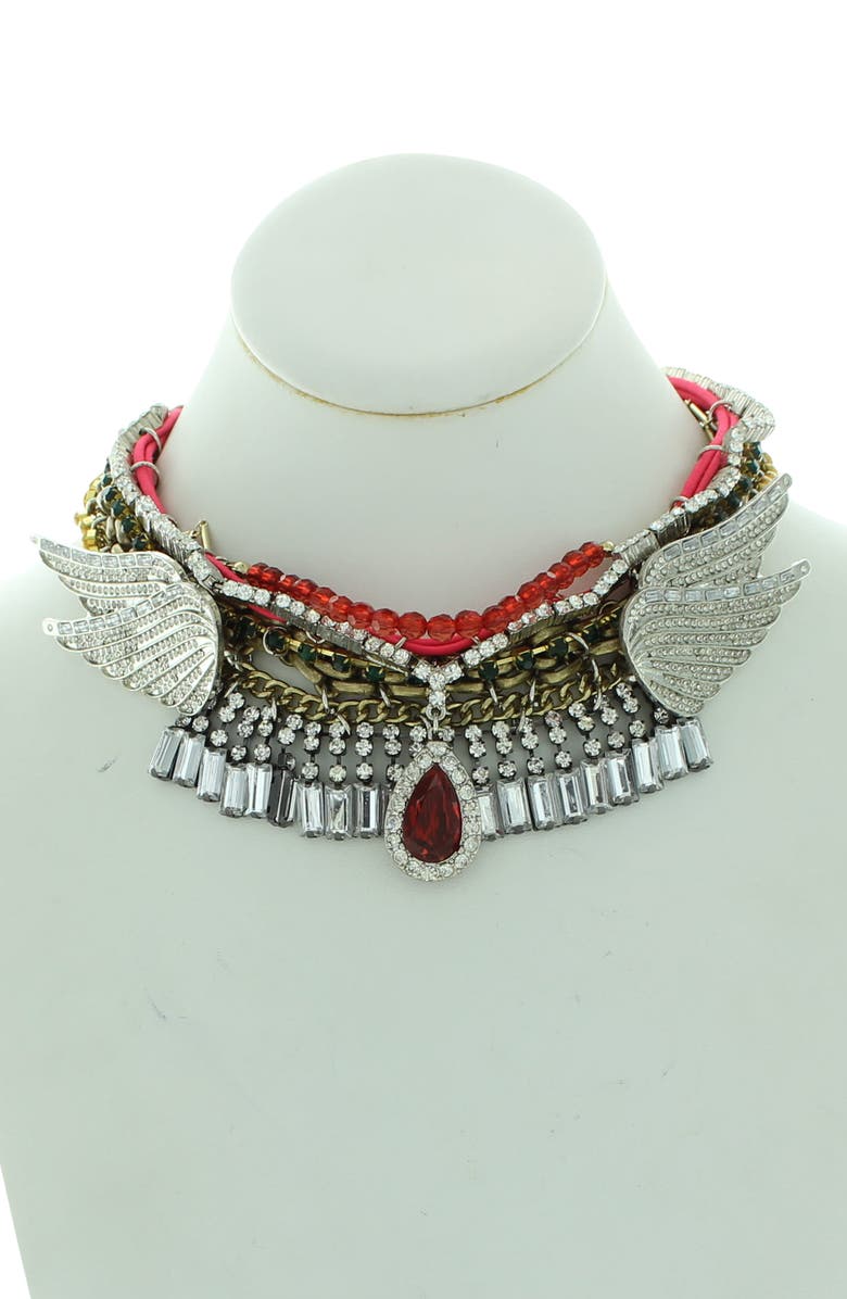 OLIVIA WELLES Posh Iced Collar Necklace, Alternate, color, Silver / Multi