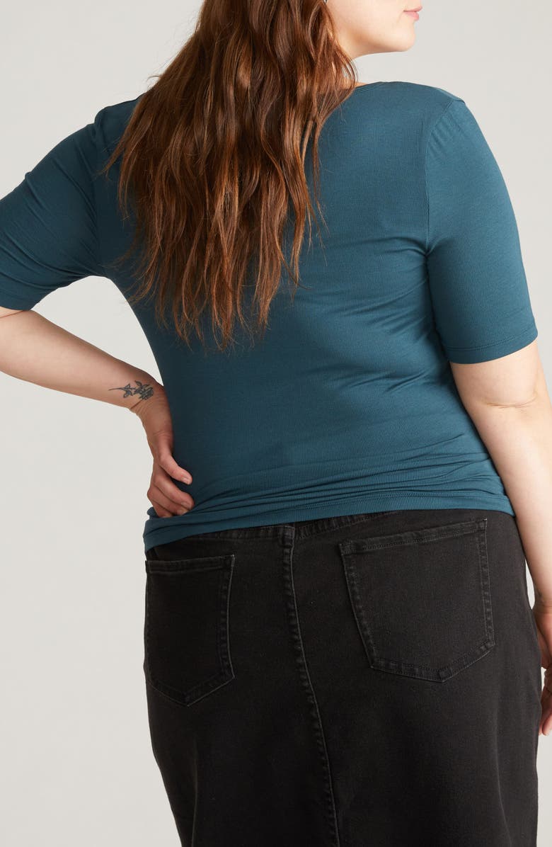 Universal Standard Foundation Short Sleeve Top, Alternate, color, Teal Blue