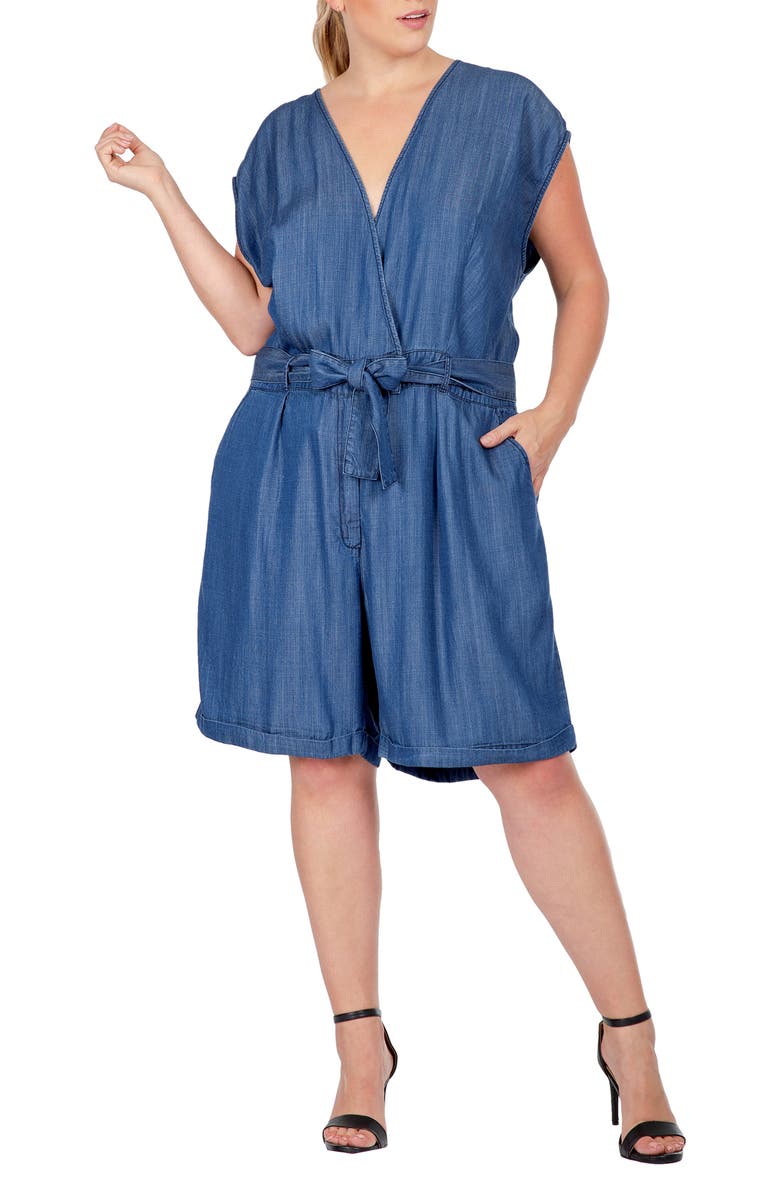Standards & Practices V-Neck Romper, Main, color, 3235Indigo