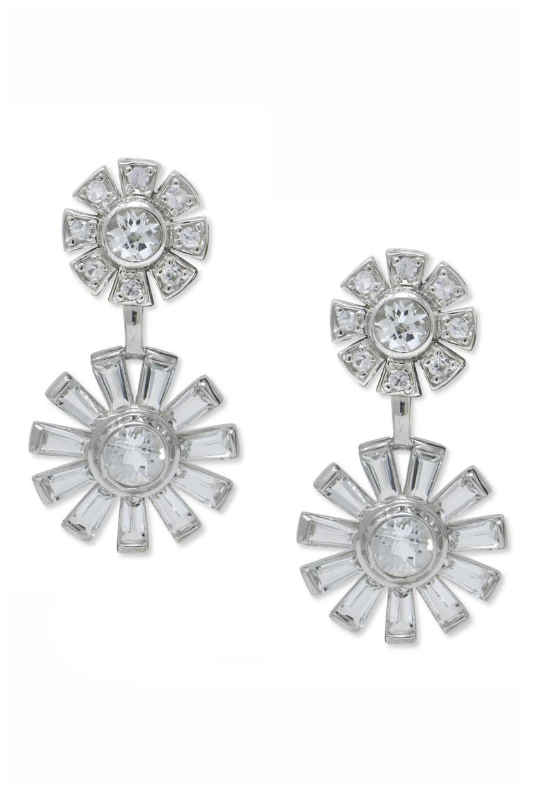 Cléo Windmill Deco Drop Earrings, Main, color, CLEAR TOPAZ/ SILVER