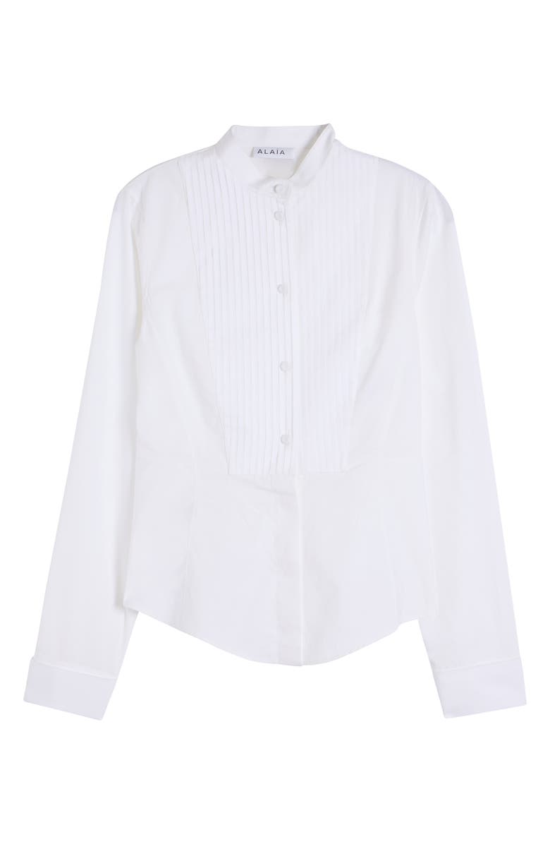 Alaïa Tux Cotton Poplin Button-Up Shirt, Alternate, color, Blanc