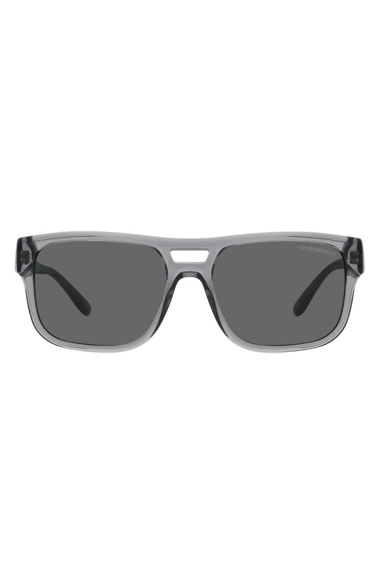 Emporio Armani 57mm Pillow Sunglasses, Main, color, Transparent Grey
