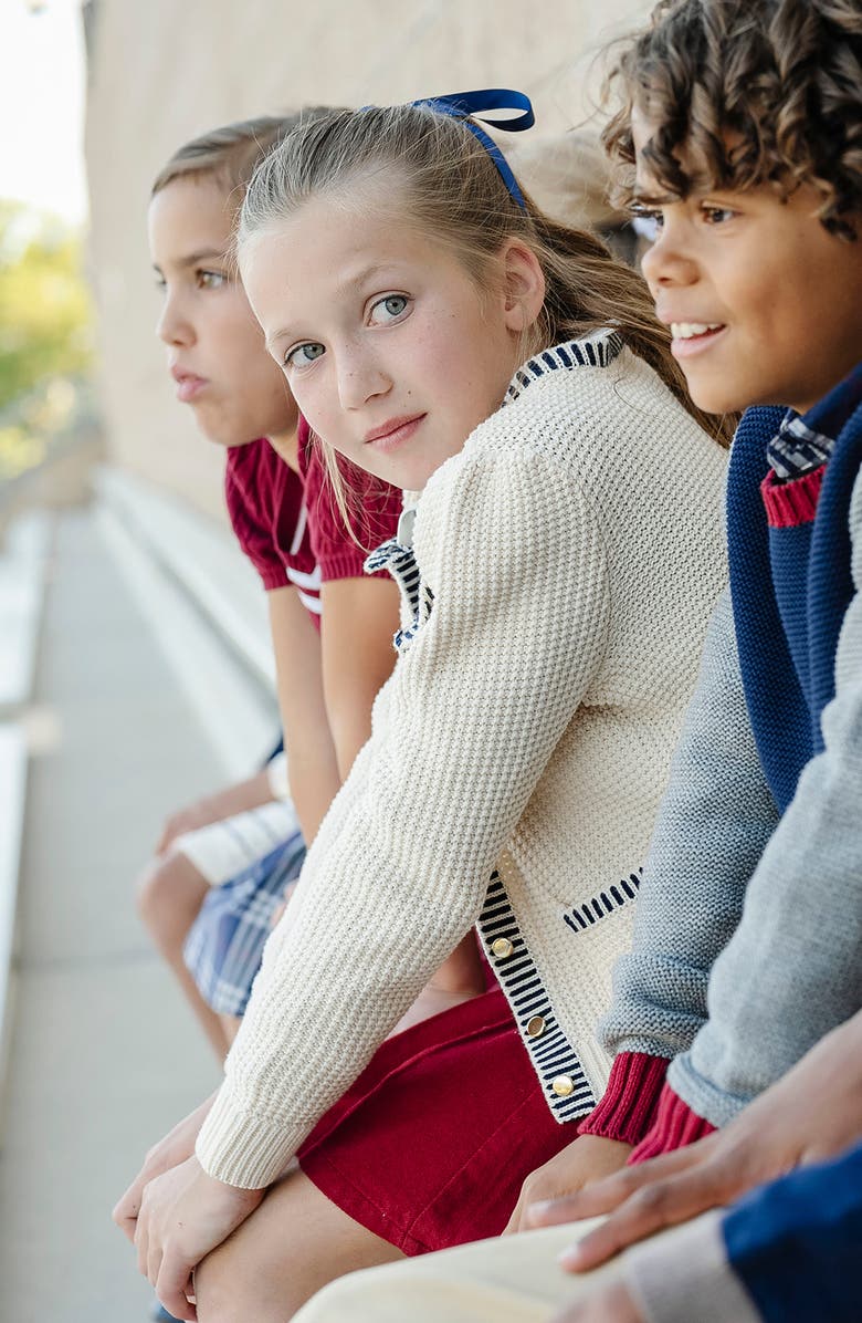 Hope & Henry Organic Puff Sleeve Textured Cardigan Sweater, Alternate, color, Ivory Tweed