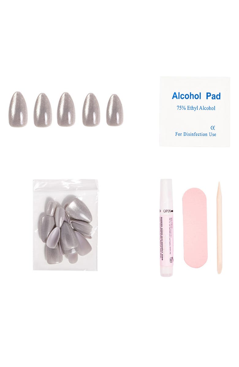 GLAMNETIC Oslo Night Short Almond Press-On Nails Set $15 Value, Alternate, color, 