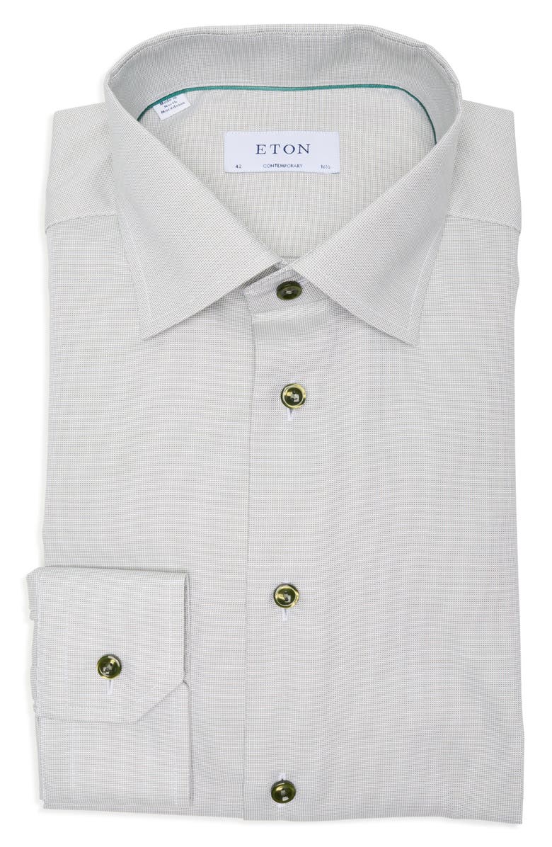 Eton Contemporary Fit Dot Cotton Dress Shirt, Main, color,