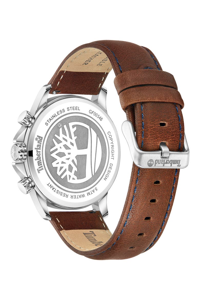 Bernardston Multifunction Chronograph Leather Strap Watch, 45mm, Alternate, color, BROWN