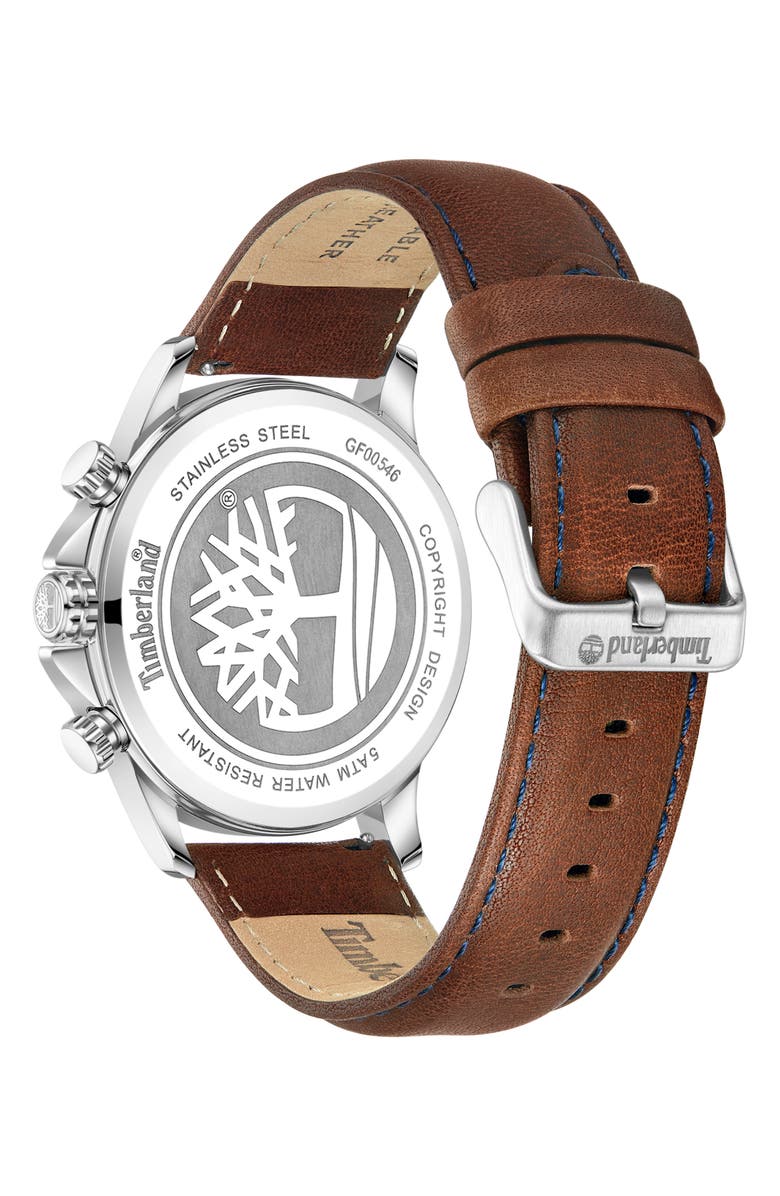 Timberland Bernardston Multifunction Chronograph Leather Strap Watch, 45mm, Alternate, color,