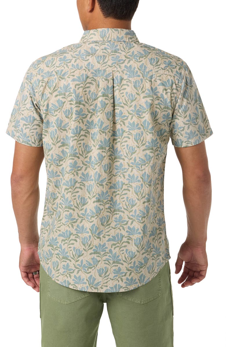 O'Neill Terrace Print Short Sleeve Button-Up Shirt, Alternate, color, Light Khaki