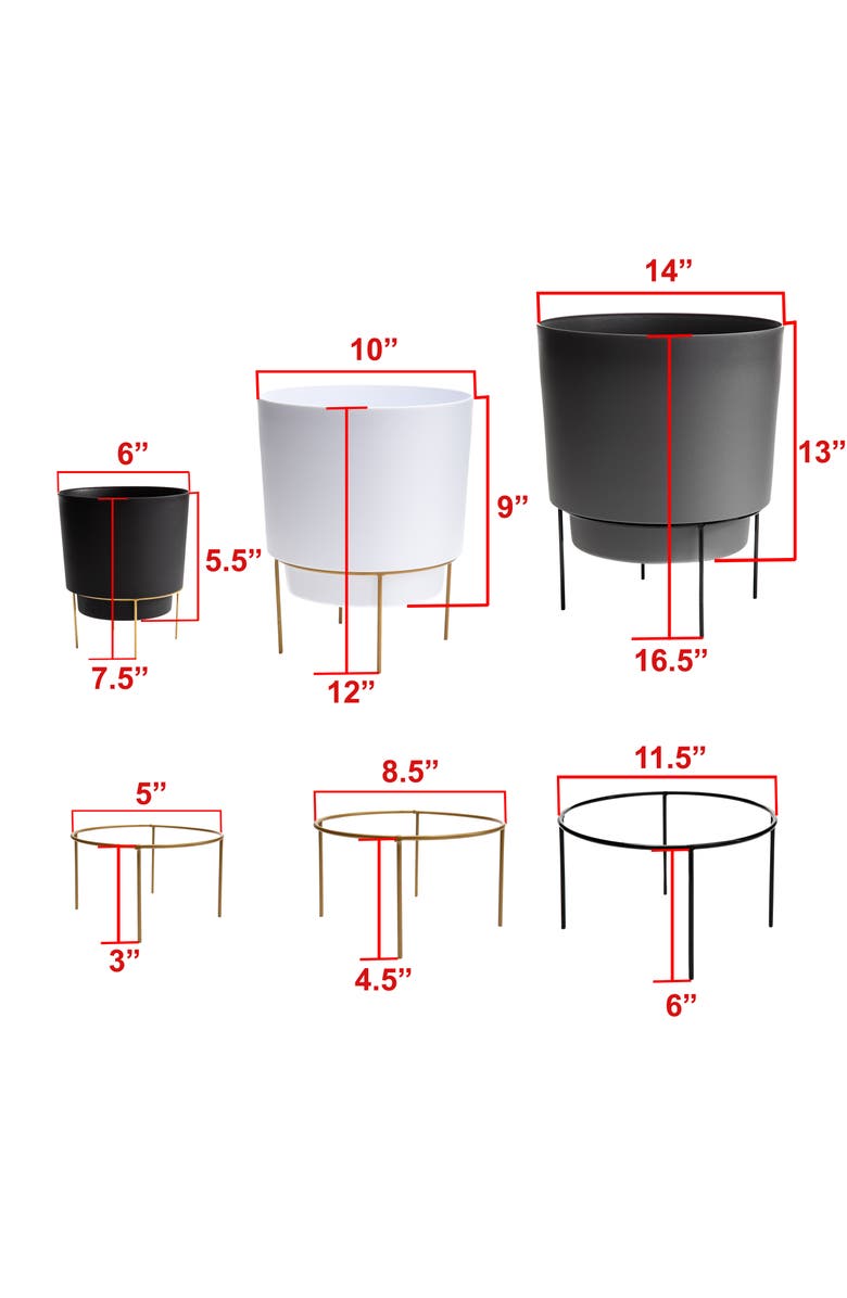 Bloem Hopson 10 Inches Casper White Planter w/ Metal Gold Stand, Alternate, color, White