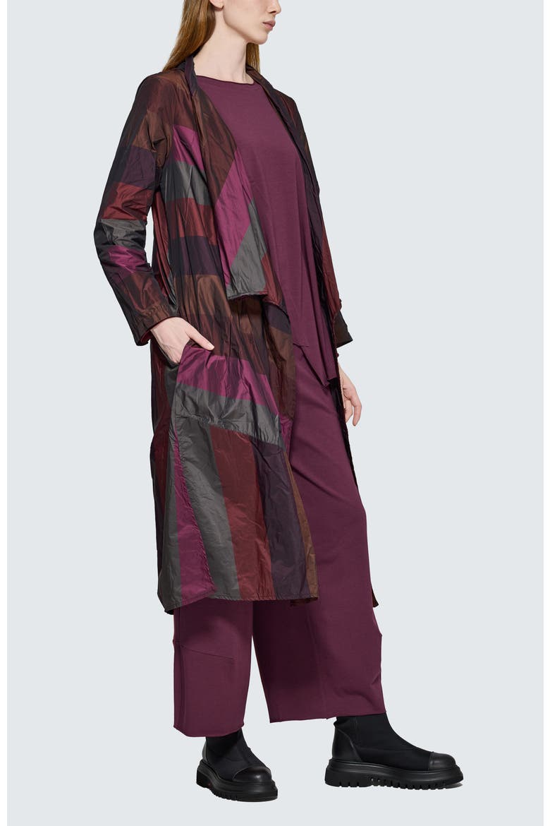 Rosa Asymmetrical Duster, Alternate, color, Dark Scarlet