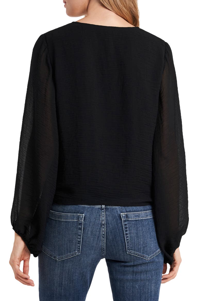 Tie Front Rumple Blouse, Alternate, color, RICH BLACK
