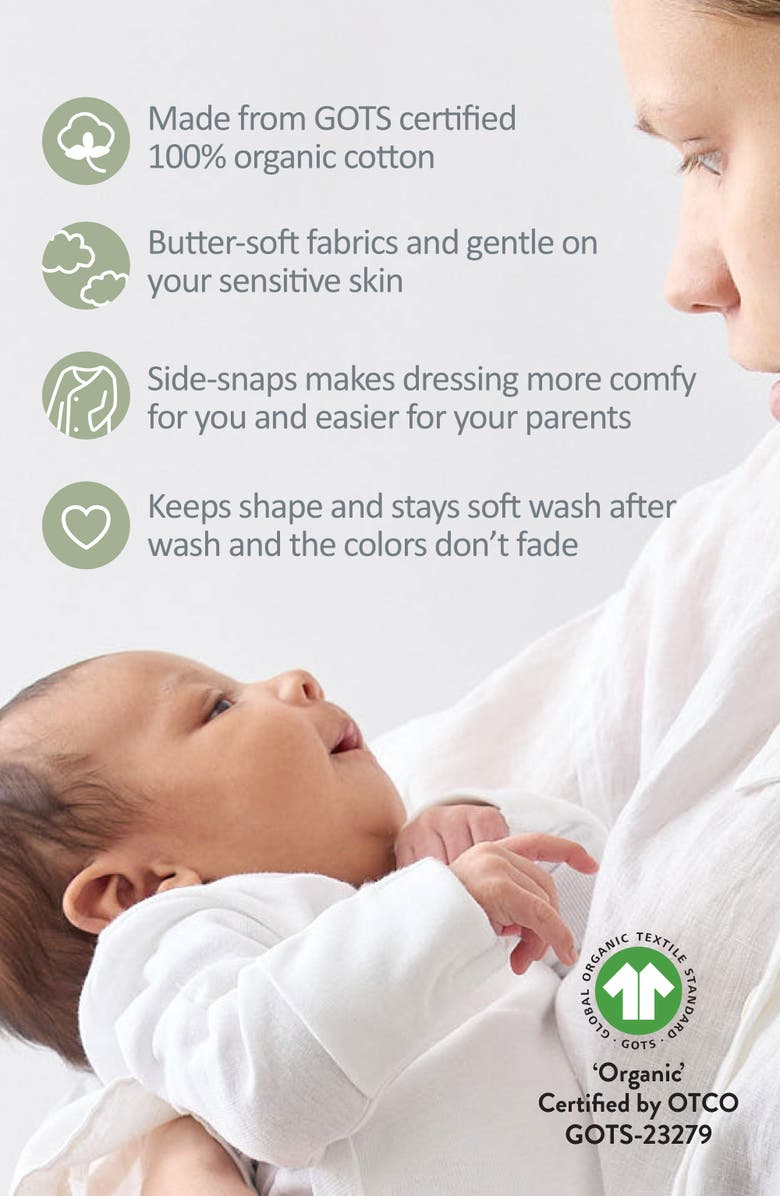 BUTTERBLU Sterling Side Snap Organic Cotton Assorted 3-Pack Bodysuits, Alternate, color, 