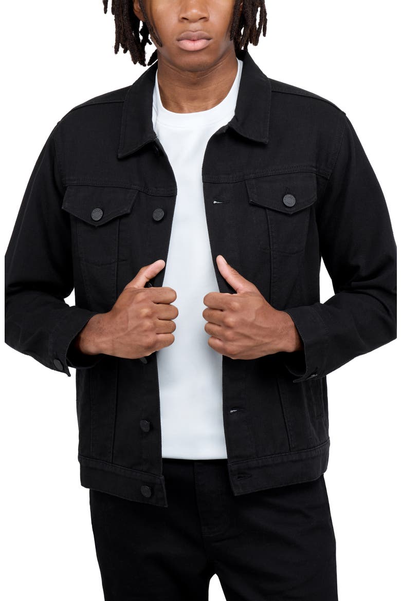 Slim Washed Denim Jacket, Alternate, color, JET BLACK