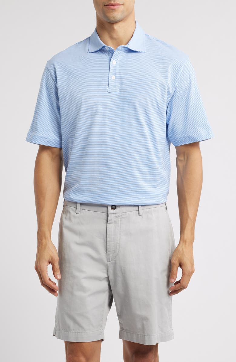 Peter Millar Crown Comfort Pinstripe Cotton Polo, Main, color, 