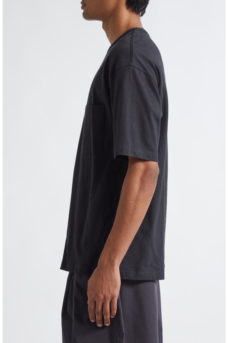 Boxy Cotton & Linen T-Shirt, Alternate, color, JET BLACK