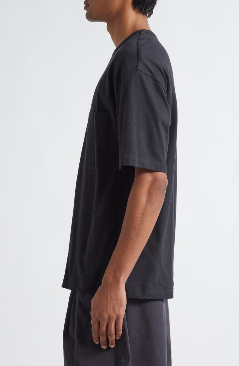 Lemaire Boxy Cotton & Linen T-Shirt, Alternate, color, Jet Black