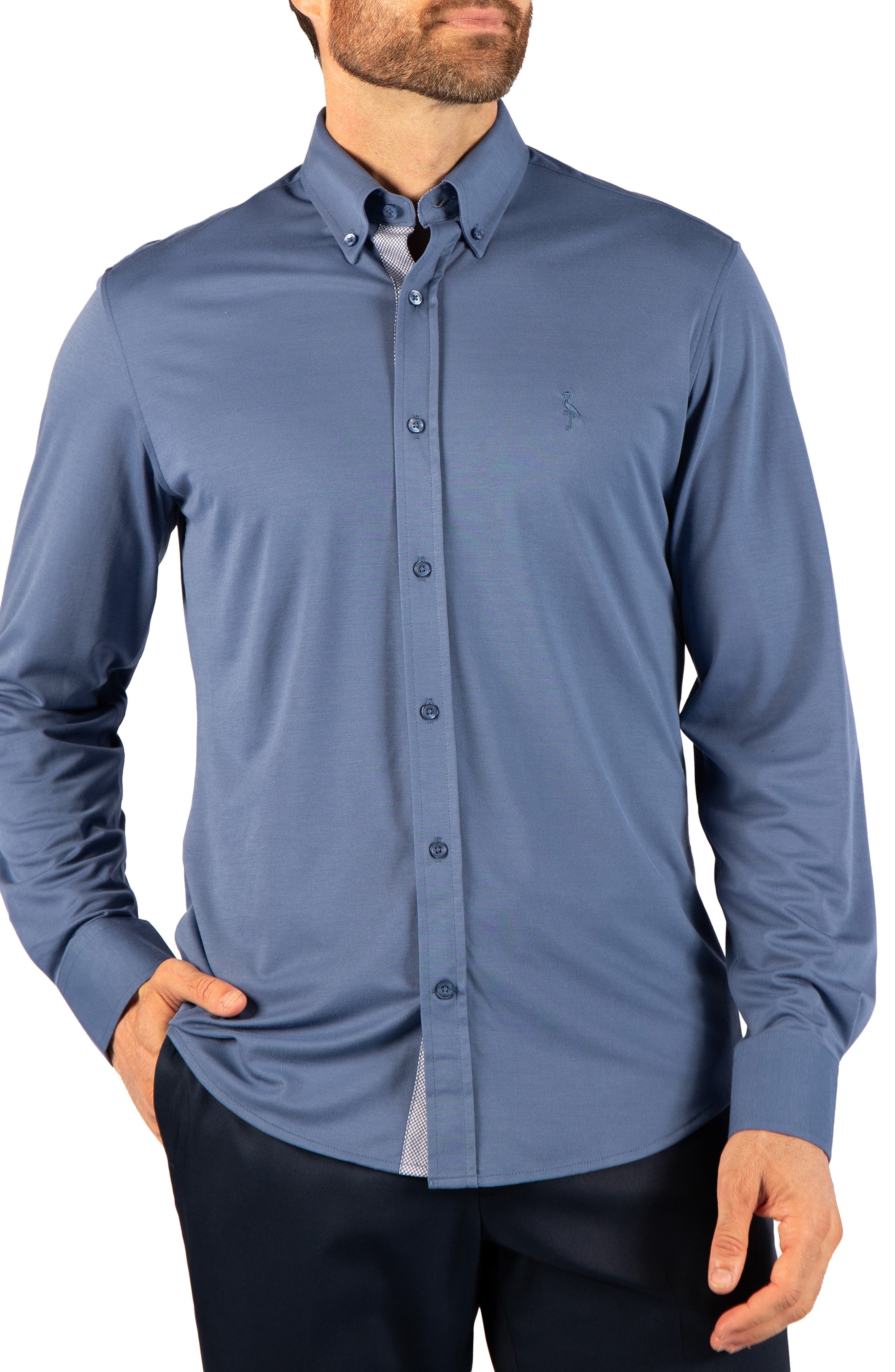 Regular Fit Long Sleeve Knit Performance Shirt